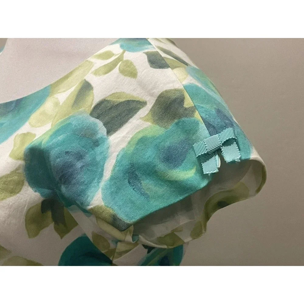 SARA CAMPBELL Vintage 90's Romantic Watercolor Floral Summer Fit & Flare Dress 6